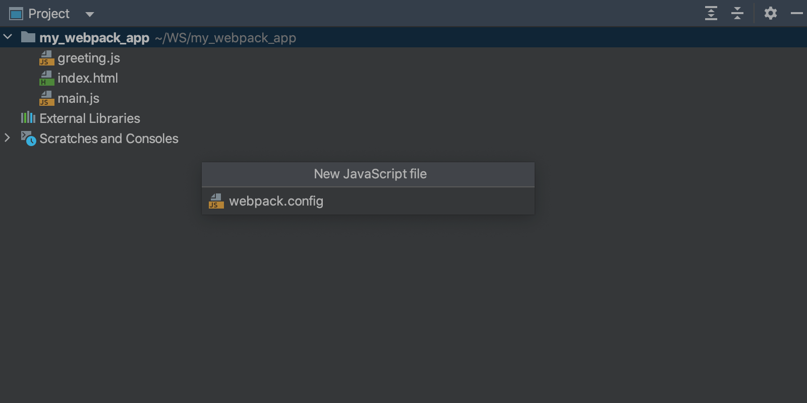 Create a Webpack configuration file